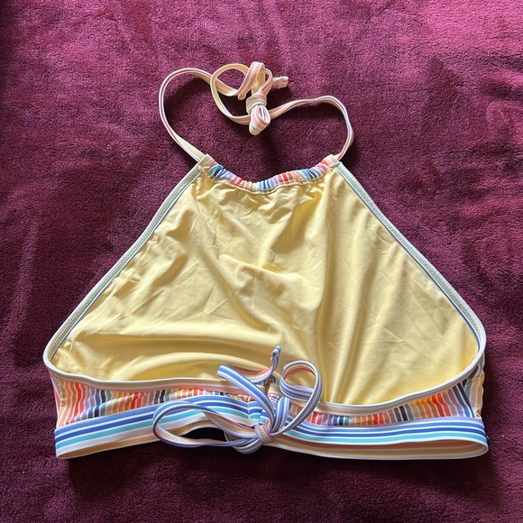 Marine Layer Halter Bathing Suit Top Yellow Stripe Size Large - Picture 2 of 4